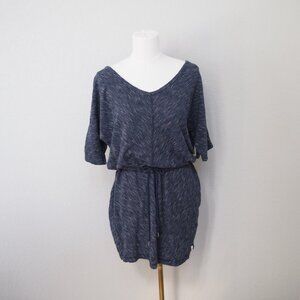 Vintage Woolrich Extra Large Drawstring Waist Navy Striped Dress 100% Cotton